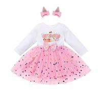 FYMNSI Birthday Girl Dress for 1st 2nd 3rd 4th 5th Baby Toddler Kids One Two Three Four Five Years Old Party Long Sleeve Tulle Tutu Princess Dresses Cake Smash Photo Shoot Fall Pink 5-6 Years