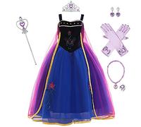 FYMNSI Girl Princess Costume Halloween Christmas Birthday Party Fancy Dress Up Spaghetti Strap Velvet Tulle Long Dresses with Accessories Carnival Cosplay Book Week Stage Performance Blue 3-4 Years