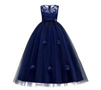 FYMNSI Girls Party Dress Kids Princess Formal Evening Long Dress Flower Girl Junior Wedding Bridesmaid Pageant Communion Prom Maxi Ball Gown Bowknot Sleeveless Tutu Tulle Full Length Flower Dress