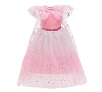 FYMNSI Girls Princess Costume Kids Halloween Christmas Carnival Birthday Party Cosplay Fancy Dress Up Snowfalke Tutu Tulle Maxi Long Dress Book Week Stage Performance Gradient Pink 7-8 Years
