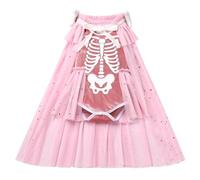 FYMNSI Infant Baby Girls Skeleton Skull Costume My 1st First Halloween Party Cake Smash Toddlers Kids Holiday Festival Fancy Dress Up Romper Tulle Cloak Set Trick Or Treat Outfits Pink 18-24 Months