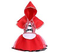 FYMNSI Little Red Riding Hood Costume Toddler Kids Baby Girl Halloween Christmas Fancy Dress Up Fairy Tale Storybook Character Costume Princess Cosplay Plaid Tutu Tulle Dress Hooded Cloak Cap Outfit