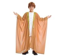 FYMNSI Open Front Kaftan for Boys Muslim Kids Abaya Islamic Prayer Clothes Embroidered Long Sleeve Cardigan Dress Turkish Dubai Cardi Loose Soft Chiffon Robe Camel 5-7 Years