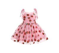 FYMNSI Toddler Baby Girls Strawberry Dress, Kids Fairy Tulle Tutu Princess Cami Straps Dresses for 1st 2nd 3rd 4th 5th Birthday Party Pageant Occasion Wedding Flower Girl Bridesmaid Pink 3-4 Years
