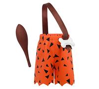 FYMNSI Toddler Kids Infant Baby Boy Caveman Costume Historical Stone Age Halloween Cosplay Carnival Party Fancy Dress Up Strap Shorts Stick Set First Birthday Outfit Photo Shooting Props Orange 18-24M