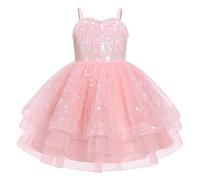 FYMNSI Wicked Glinda Costume Kids Glenda Dress Girls Pink Good Witch Halloween Cosplay Outfits Shiny Sequin Tulle Tutu Princess Dresses for Birthday Party Pageant Evening Wedding Bridesmaid Pink 2-3Y