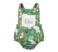 FYMNSI Wild One Birthday Outfit for Baby Boy Jungle Safari Animal Print 1st One Year Old Party Cake Smash Photoshoot Sleeveless One-piece Romper Bodysuit Playsuit Summer Casual Green 6-12 Months