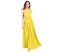 FYMNSI Women Elegant Evening Prom Dress Convertible Multiway Wrap Party Wedding Bridesmaid Dress Floor Length High Waist Bandage Formal Cocktail Pageant Long Maxi Dresses Yellow XL