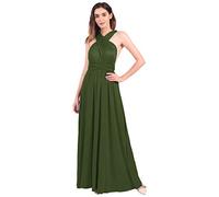 FYMNSI Women Multiway Wrap Evening Long Dress Convertible Transformer Wedding Bridesmaid Formal Party Cocktail Maxi Prom Gown Halter Backless V-Neck Bandage Summer Beach Holiday Sundress Dark Green M