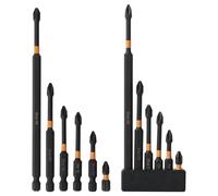 FyMosem 12Pcs Magnetic Phillips Screwdriver Bit Set Anti-Slip PH2 Phillips Driver Bits 1/4 Inch Hex Shank Quick Change Cross Head Screwdriver Drill Bits Fit Hand Electric Screwdrivers, 25-150mm Length