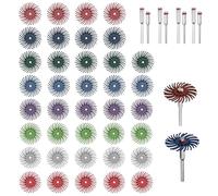 FyMosem 40Pcs Radial Bristle Discs with 2.35mm & 3mm Mandrels, 25mm/1'' Detail Abrasive Brushes 80/120/220/320/400/600/1000/2500 Mixed Grit Gap Polishing Wheel Assortment Kit for Deburring Buffing