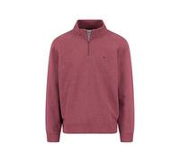 FYNCH-HATTON Cotton Sweatshirt with Zip Collar, Deep Merlot, L