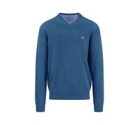 FYNCH-HATTON Cotton V-Neck Sweater, Azure, XL
