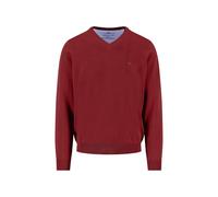 FYNCH-HATTON Fine Knit Cotton V-Neck Jumper, Garnet Red, M