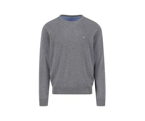 FYNCH-HATTON Fine Knit Crew Neck Jumper, Steel, L