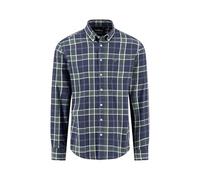 FYNCH-HATTON Green/Blue Check Cotton Shirt with Button Down Collar, navy, 3XL