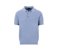 Fynch-Hatton Mens KNITTED POLO SHIRT NEW BREEZE - Blue Cotton - Size X-Large