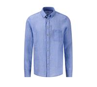 Fynch-Hatton Mens LONG SLEEVED LINEN SHIRT STRONG BLUE Cotton - Size Large