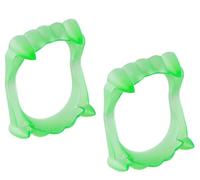 FYNDORS 2Pcs Halloween Vampire Teeth - Glow in the Dark Vampire Fangs for Kids & Adults, Scary Fake Dentures for Fancy Dress Costume, Cosplay Party Props, Reusable (Green)