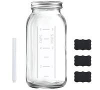 FyndraX 64 OZ Wide Mouth Mason Jar with Lid, Clear Heavy Duty Glass Airtight Storage Canning Jar and Band Half Gallon / 2 Quart Fermenting, Pickling, Storing, Pack of 1