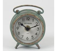 Fyne-Finds 12cm Mini Round Metal Rustic Vintage Bedside Table Top Freestanding Battery Powerd Bedroom Analogue Clock