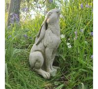 Fyne-Finds Antique Stone Hare Statue Moon Gazing Rabbit Ornament Garden Hut Decor Weatherproof Figurine Animal Lawn Satue