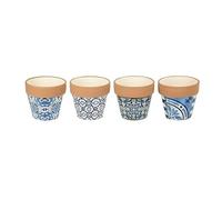 Fyne-Finds Blue Plant Pot Mandala Geometric Italian Tile Pot with Terracotta Rim Indoor Assorted Colour Sent