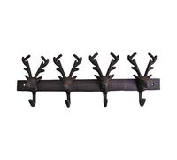 Fyne-Finds Cast Iron Brown Reindeer 4 Hooks Rustic Wall Hanging Coat Key Hat Hanger Antler Hook Shabby Chic