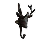 Fyne-Finds Cast Iron Brown Stag Head Wall Single Hook Rack Utility Storage for Coats Keys Bags Leads Hanger