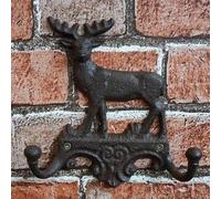 Fyne-Finds Cast Iron Stag Statue Wall Coat Hook Rack Utility Storage for Coats Bags Leads Animal Statue Hook