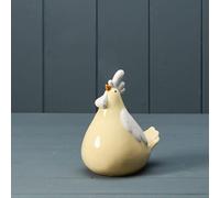 Fyne-Finds Ceramic Chicken Ornaments Multicolour Gloss Spring Hens Home Shelf Sitter Decorative Figurine Sculpture (Yellow)