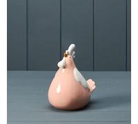Fyne-Finds Ceramic Chicken Ornaments Multicolour Gloss Spring Hens Home Shelf Sitter Decorative Figurine Sculpture (Pink)