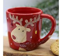 Fyne-Finds Ceramic Red Reindeer Mug 300ml Coffee Tea Cup Christmas Novelty Table Decor Xmas Gift