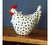 Fyne-Finds Ceramic Speckled Chicken Polka Dot Hen Shelf Sitter Ornament Decorative Home Figurine (Large White)