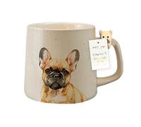 Fyne-Finds Ceramic White Dog Mug 350ML Cute Puppies Figurine Handle Novelty Tea Coffee Cup (French Bulldog)