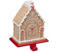 Fyne-Finds Gingerbread House Stocking Holder Festive Mantel Hook for Christmas Stockings Heavy Resin Ornament with Glitter Icing