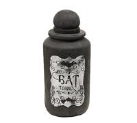 Fyne-Finds Halloween 15cm Cement Black Potion Scary Bottle Party Decor Ornament (Bat Tonic)