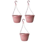 Fyne-Finds Plastic Pink Hanging Basket 27cm, 11inch Plant Pot 7L Home Garden Hook Hanger Planter Glossy, Drainage Hole, UV & Frost Resistant (3)