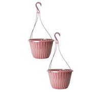 Fyne-Finds Plastic Pink Hanging Basket 27cm, 11inch Plant Pot 7L Home Garden Hook Hanger Planter Glossy, Drainage Hole, UV & Frost Resistant (2)
