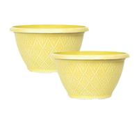 Fyne-Finds Plastic Prisma Bowl Planter 25cm,10inch Powdered Sunglow Yellow 4L Garden Decor Plant Pot
