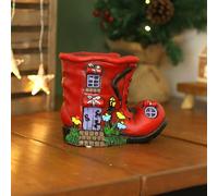 Fyne-Finds Red Boot Planter 19cm,7inch Cement Xmas Indoor Novelty Garden Plant Pot Decorative