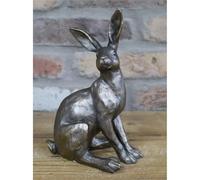 Fyne-Finds Resin Sitting Hare Figurine Statue Shelfsitter Decorative Ornament Bronze Rabbit Sculpture Gift