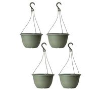 Fyne-Finds Round Plastic Green Hanging Basket 30cm,12inch Plant Pot 8L Home Garden Hook Planter Weatherproof, Drainage Hole, UV-Resistant, Frost Proof (4)