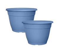 Fyne-Finds Round Plastic Plant Pot 30cm,12inch Pastle Blue 9.5L Home Garden Outdoor Patio Planter Cover Drainageholes Weatherproof Frostproof (2)