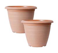 Fyne-Finds Round Plastic Plant Pot 35cm,14inch Orange 12.5L Powdered Clay Pot Indoor Home Garden Outdoor Planter Cover Weatherproof Drainageholes Frostproof (2)