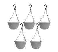 Fyne-Finds Round Plastic Silver Grey Hanging Basket 30cm, 12inch Plant Pot 8L Outdoor Garden Hook Hanger Planter Weatherproof, Drainage Hole, UV-Resistant, Frost Proof (5)