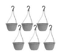 Fyne-Finds Round Plastic Silver Grey Hanging Basket 30cm, 12inch Plant Pot 8L Outdoor Garden Hook Hanger Planter Weatherproof, Drainage Hole, UV-Resistant, Frost Proof (6)