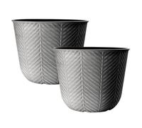Fyne-Finds Round Plastic Silver Grey Plant Pot 46cm,18inch Outdoor 41L Flower Garden Outdoor Planter Cover Weatherproof,Frostproof,Drainageholes (2)