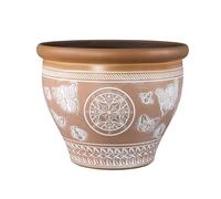 Fyne-Finds Round Plastic Terracotta Plant Pot 30cm,12inch Outdoor 11L Geometric Butterfly Patterned Planter Cover Weatherproof, Drainage Hole & UV-Resistant (1)
