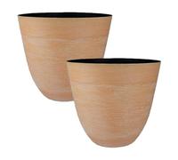 Fyne-Finds Round Plastic Terracotta Plant Pot 30cm, 12inch Textured Pattern 13L Garden Outdoor Planter Cover Weatherproof Frostproof DrainageHoles (2)